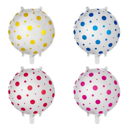 18 İNC YUVARLAK PUANLI PEMBE FOLYO BALON 43*43