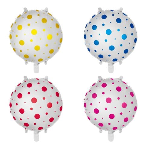 18 İNC YUVARLAK PUANLI PEMBE FOLYO BALON 43*43