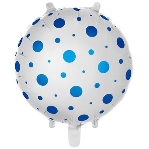 18 İNC YUVARLAK PUANLI MAVİ FOLYO BALON 43*43
