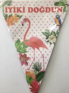 FLAMİNGO İYİKİ DOĞDUN ÜÇGEN FLAMA