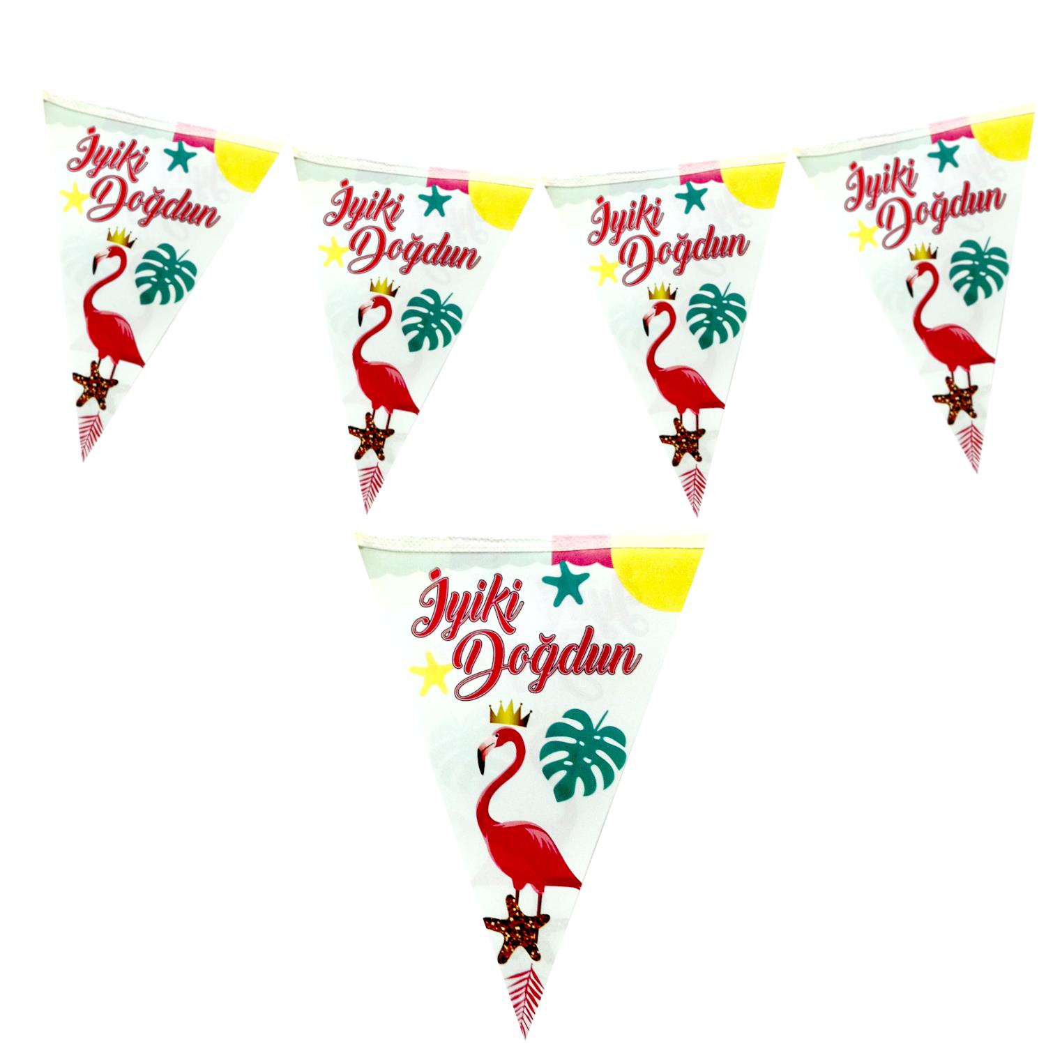 FLAMİNGO İYİKİ DOĞDUN ÜÇGEN FLAMA