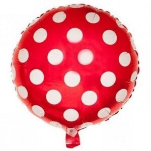 18 İNC YUVARLAK PUANLI KIRMIZI FOLYO BALON 43*43