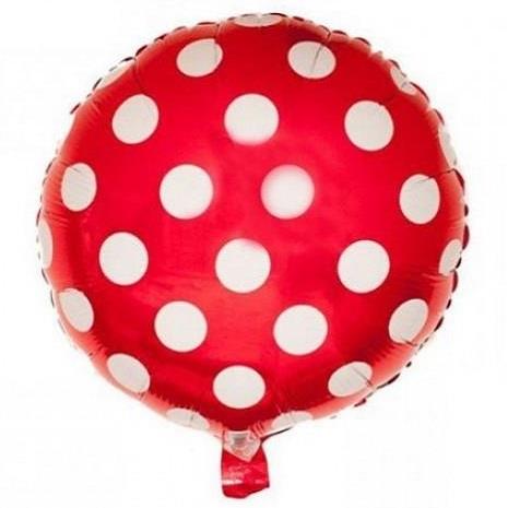 18 İNC YUVARLAK PUANLI KIRMIZI FOLYO BALON 43*43