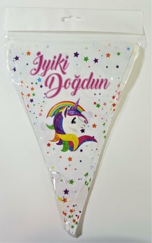 UNICORN İYİKİ DOĞDUN ÜÇGEN FLAMA