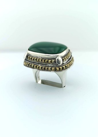 925 Ayar Jade & Markazit Taşlı Gümüş Yüzük