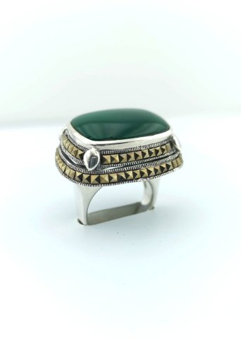 925 Ayar Jade & Markazit Taşlı Gümüş Yüzük