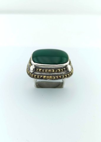 925 Ayar Jade & Markazit Taşlı Gümüş Yüzük