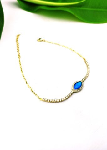 925 Ayar Opal & Zirkon Taşlı Gümüş Halhal