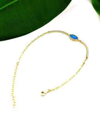 925 Ayar Opal & Zirkon Taşlı Gümüş Halhal