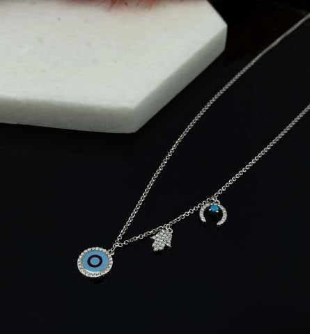 925 Ayar Zirkon Taşlı Gümüş Kolye
