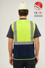 Worker West Hi-Vis Reflektörlü Sarı Lacivert Hi-Vis Reflektörlü Mühendis İkaz Yeleği