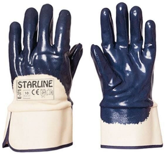Starline E-371 3/4 Mavi Nitril Kaplı Ağır İş ve Petrolcü Eldiveni 4111X