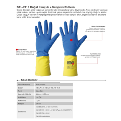 Starline STL-2113 Doğal Kauçuk + Neopren Kimyasal Eldiven Kalınlık : 0,60mm Uzunluk : 300mm EN388-2110X EN ISO 374-1 AKLMNPST EN374-5