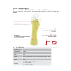 Starline SL-03-45 45 CM C Kesilmez Aramid (Kevlar) Kolluk EN388-2334C EN407-X2XXXX