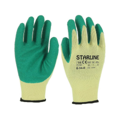 Starline E-54-G 1/2 Lateks Kaplı Polyester Astarlı Kaydırmaz Camcı İş Eldiveni EN388-2132X