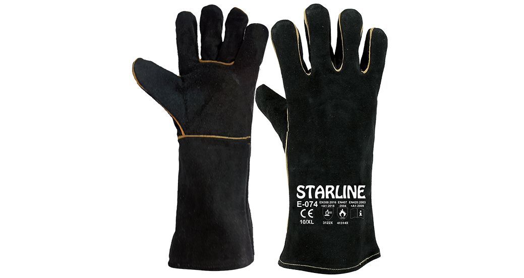 Starline E-074 100° Isı Temasına Dayanıklı Deri Eldiven Siyah EN388-3122X EN407-41314X