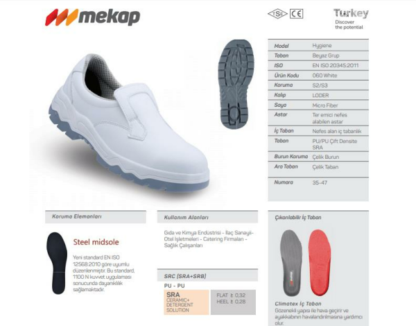 Mekap Medley Loder 060 S2 SRC Microfiber Deri Beyaz Çelik Burun İş Ayakkabısı
