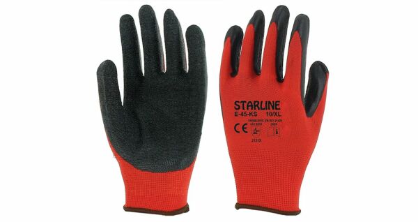 Starline E-45-KS 1/2 Lateks Kaplı Polyester Astarlı İş Eldiveni EN388-2131X