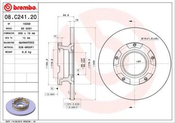 ARKA FREN DISK AYNASI TRANSIT CUSTOM V362 12 ABS LI O.CEKER CAP 308 16