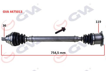 KOMPLE AKS SAĞ CADDY-GOLF5-JETTA-PASSAT 1.9-2.0 TDİ 03-09 754.5mm