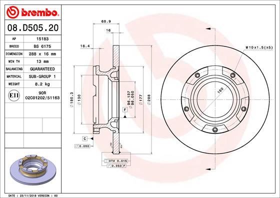 ARKA FREN DISK AYNASI TRANSIT CUSTOM V362 2.2TDCI 12 CAP 288 16