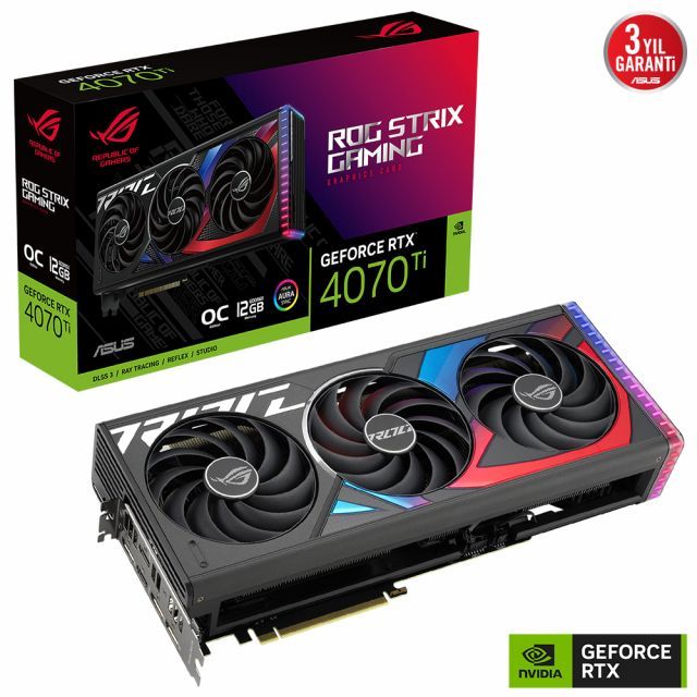 ASUS GEFORCE ROG-STRIX RTX4070TI 12G GAMING 12GB GDDR6X 256Bit 1900 MHz OC 2xHDMI 3xDP RGB EKRAN KARTI