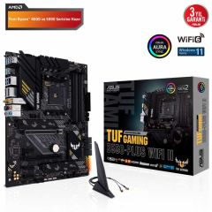 ASUS TUF GAMING B550-PLUS WIFI II AMD B550 AM4 DDR4 4866 DP HDMI ÇİFT M2 USB3.2 AX WİFİ + BT ARGB 2.5GBİT LAN ATX PCIE 4.0 128GB’A KADAR RAM DESTEĞİ AI SES ENGELLEYİCİ MİK. DESTEĞİ