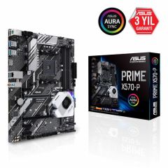 ASUS PRIME X570-P AMD X570 AM4 DDR4 4400 HDMI Çift M2 USB 3.2 AURA RGB ATX PCIe 4.0 128GB’a kadar ram desteği