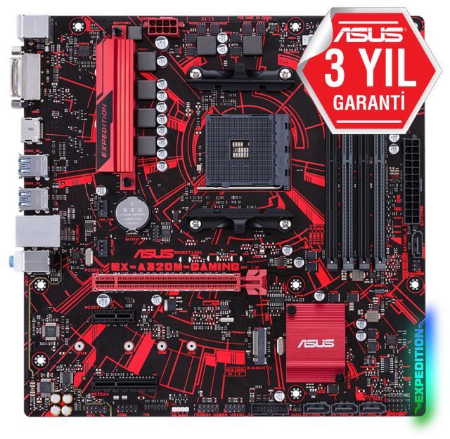 ASUS EX-A320M-GAMING AMD A320 SOKET AM4 DDR4 2666 HDMI DVI M2 USB3.1 AURA RGB MATX