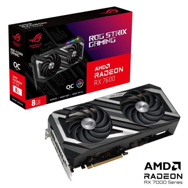 ASUS ROG STRIX RX7600 O8G GAMING RX7600 8GB GDDR6 OC HDMI 3xDP RGB EKRAN KARTI