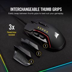 CORSAIR CH-9302311-EU GLAIVE RGB PRO 18.000 DPI FPS/MOBA ALUMINYUM TABANLI OYUNCU MOUSE