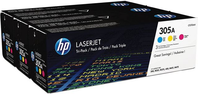 HP CF370AM (305A) CAMGOBEGI/MACENTA/SARI 3 LU PAKET TONER 2.600 SAYFA