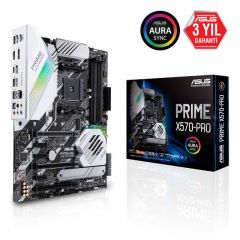 ASUS PRIME X570-PRO AMD X570 AM4 DDR4 4400 DP HDMI Çift M2 USB 3.2 AURA RGB ATX PCIe 4.0 128GB’a kadar ram desteği