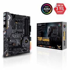 ASUS TUF GAMING X570-PLUS AMD X570 AM4 DDR4 4400 DP HDMI Çift M2 USB 3.2 AURA RGB ATX PCIe 4.0 128GB’a kadar ram desteği