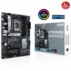 ASUS PRIME H670-PLUS D4 INTEL H670 LGA1700 DDR4 5000 DP HDMI 3X M2 USB3.2 AURA RGB 2.5GBİT LAN ATX 128GB’A KADAR RAM DESTEĞİ ASUS 5X PROTECTION III