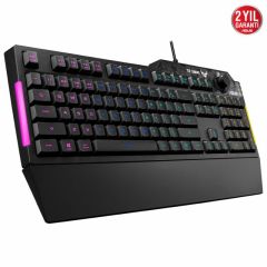 ASUS TUF GAMING K1 RGB MECH BRANE TURKCE OYUNCU KLAVYESI OZEL SES DUGMESI YAN ISIK CUBUGU ARMOURY CREATE OZELLIKLI SUYA VE TOZA DAYANIKLI