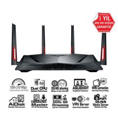 ASUS DSL-AC88U DUAL BAND-GAMİNG-AİPROTECTİON-TORRENT-BULUT-DLNA-4G-VPN-ADSL-VDSL-FİBER-MODEM ROUTER