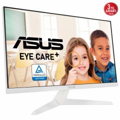ASUS VY249HE-W 23,8 IPS, BEYAZ 1920x1080 1MS 75HZ HDMI VGA VESA 3YIL EYECARE PLUS,FLICKER-FREE,CERCEVESIZ,DUSUK MAVI ISIK,Antibakteriyel Kaplama Monitör