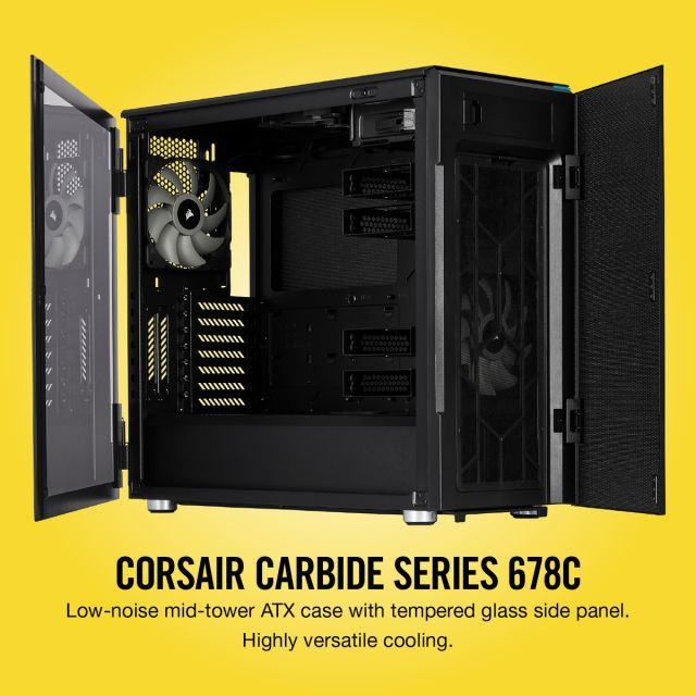 CORSAIR CC-9011167-WW CARBIDE SERISI 678C TEMPERLI CAM YAN PANEL MID TOWER BILGISAYAR KASASI SIYAH