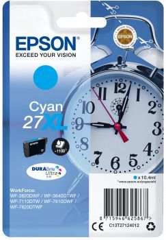 EPSON C13T27124012 SİNGLEPACK CYAN 27XL DURABRİTE ULTRA INK 10 4 ML WF3620DWF WF7110DTW WF7610DWF