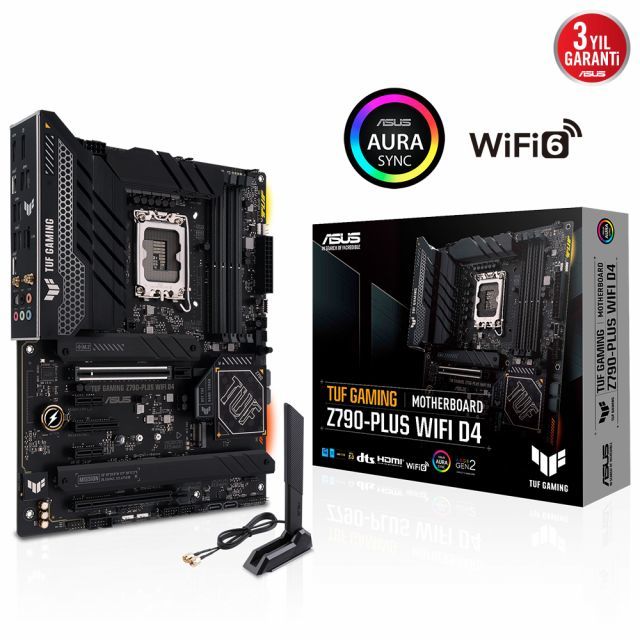 ASUS MB TUF GAMING Z790-PLUS WIFI D4 INTEL Z790 LGA1700 DDR4 5333 DP HDMI 4X M2 USB3.2 AX WİFİ BT AURA RGB 2.5GBİT LAN ATX PCIE SLOT Q RELEASE ARMOURY CRATE AI SUİTE 3