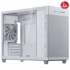 ASUS PRIME AP201 BEYAZ MICRO ATX TEMPERLİ CAM ALET GEREKTİRMEYEN YAN PANELLER VE TOZ FİLTRELİ IZGARAYA SAHİP 360 MM SOĞUTUCU 338 MM UZUNLUĞA KADAR EKRAN KARTI VE STANDART ATX PSU DESTEKLİ 33 LİTRE HACİMLİ MICRO ATX KASA