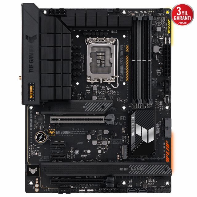 ASUS MB TUF GAMING H770-PRO WIFI Intel H770 LGA1700 DDR5 7200 DP HDMI 4x M2 USB3.2 AX WiFi-BT AURA RGB 2.5Gbit LAN ATX 128GB MAX RAM ASUS 5X TUF PROTECTION III