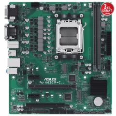 ASUS MB PRO A620M-C-CSM AMD A620 AM5 DDR5 6400 DP HDMI DVI VGA CIFT M2 USB3.2 AURA RGB COM PCI mATX UCRETSIZ UZAKTAN YAZILIMI ASUS 5X PROTECTION III