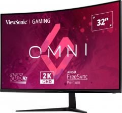 VIEWSONIC VX3218C-2K GAMING MONITOR 31,5 1ms 165Hz VA 2560x1440 2K 250 HDMI DP 16:9 80M:1 16.7M HOPARLOR 3 KENAR CERCEVESIZ 1500R KAVIS FREESYNC PREMIUM FLICKER FREE MAVI ISIK FILTRESI TILT VESA