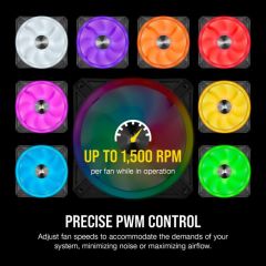 CORSAIR CO-9050097-WW ICUE QL120 RGB 120 MM DORT RGB RENK DONGULU PWM FAN