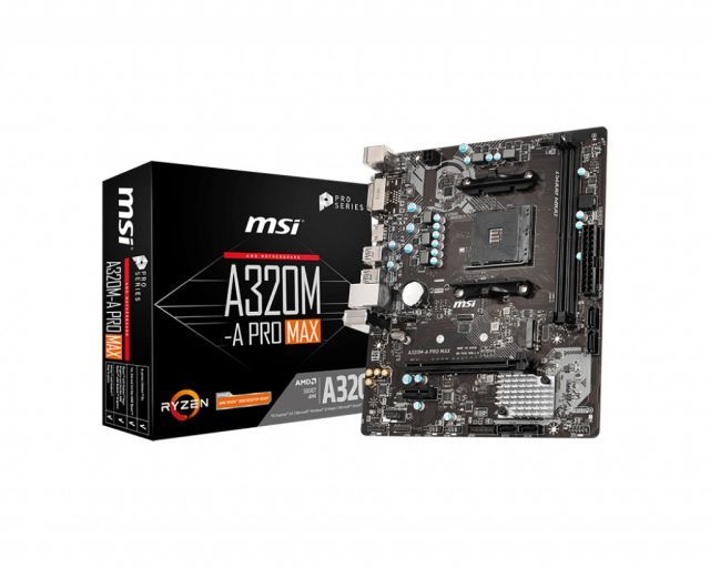 MSI A320M-A PRO MAX AM4 DDR4 3200(OC) DVI HDMI M.2 USB3.2 mATX