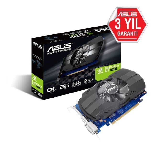 ASUS GEFORCE PH-GT1030-O2G 2GB GDDR5 64bit 1531Mhz OC 1xDVI 1xHDMI EKRAN KARTI