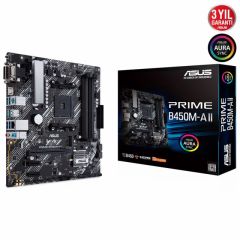 ASUS PRIME B450M-A II AMD B450 AM4 DDR4 4400 HDMI DVI VGA M2 USB3.2 AURA RGB mATX 128GB’a kadar ram desteği BIOS Flashback