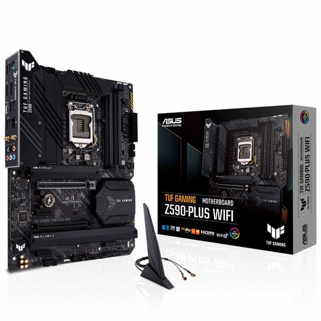 ASUS TUF GAMING Z590-PLUS WIFI Intel Z590 LGA1200 DDR4 5133 DP HDMI 3x M2 USB3.2 AX WiFi BT AURA RGB 2.5Gb Intel ATX 128GB’a kadar ram desteği İki Yönlü AI Ses Engelleyici Mic.